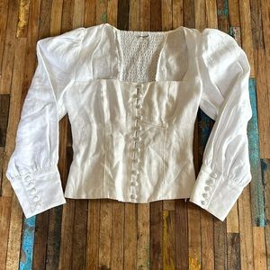 REFORMATION Micah Fitted Linen Top Sz 4 *NWOT*